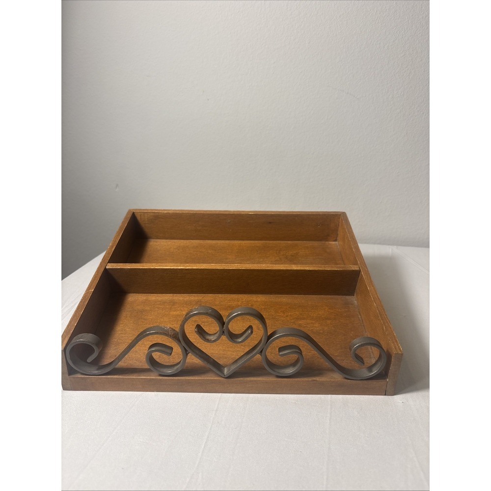 Brighton Wood Metal Display Tray Organizer Divided Shelf Jewelry Accessories